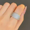 Band Rings Huitan Paved CZ High Quality Silver Womens Ring with Simple Design Shining Bridal Wedding Earrings Floral Party Jewelry J240326