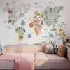 Autocollants animaux carte du monde Stickers muraux enfants animaux thème autocollants éducatifs garçon fille chambre de bébé nordique pépinière Art décalcomanies décor à la maison