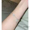 Vanclef Cleef van Clover Bracelet en argent sterling avec mini fleur d'herbe à quatre feuilles pour femme avec diamants complets, cadeau de luxe petit et élégant