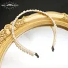 Glseevo Fashion Natural White Pearl Hair Hoop Elegant Full Bridal pannband Bröllopstillbehör för kvinnor huvudbonader 240313