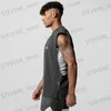 Men's T-Shirts Mens cotton fitness vest gym top strapless shirt mens Stringer single piece summer casual printed underwear vest T240325