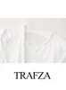 Trafza 여름 패션 여자 미디 드레스 흰색 오 넥 짧은 소매 등이없는 활 장식 지퍼 여성 섹시한 슬림 드레스 240321