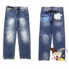 Pantaloni jeans vintage tinti in cravatta Uomo Donna Pantaloni da jogging con stampa lampo di migliore qualità J2tD #