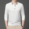 Spring Autumn Polo Shirt Mens Long Sleeved T Shirts Smart Casual Clothing Patchwork Blus Regular Fit Male Polo Tee 240311