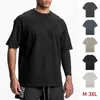 T-shirt d'été pour hommes, ample, col rond, marque tendance, épaules dénudées, chemise inférieure