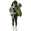 Giacca per ragazze della moda Blazer Bambini abiti primaverile Autumn per bambini con stampa verde blazer outwear vintage per bambini vintage 240312