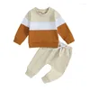 Clothing Sets Toddler Baby Boy Fall Winter Clothes Color Block Long Sleeve Sweatshirt Pullover Top Pants Sweatsuit Set Outfits