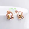 for Hoop Women Designer Earrings Half Moon Sphere Thick Chunky Stud Earrings Ladies Stainless Steel Gold Sier Earring Jewelry Accessories