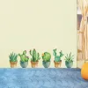 Stickers Green Garden Plant Cactus Potted Flower Pot Set 3D DIY Wall Decals/Adhesive Family Wall Sticker Mural Art Bathroom stairs Decor