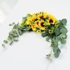 Decorative Flowers YO-Floral Swag Artificial Sunflower Eucalyptus Wreath For Mirror Home Wedding Party Door Table Top Chair Decoration