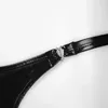 Vrouwen Wetlook Gstring Slipje Sexy Exotisch Ondergoed Bikini Lage Taille Zwart Hartvorm Gesp Lakleer Thongs Slips 240311