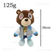 Pluche poppen 26-30 cm Kawaii Kanye Dropout beer teddybeer knuffels Kanye West Afstuderen Zacht gevuld Home Room Decor Verjaardagscadeau T240325