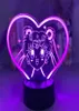 Akryl 3D Illusion Night Light Atmosfera nocna Lampa LAPE Sailor Moon Nightlight Domowe imprezę Walentynki Prezent Anime Fan Fan4380846