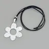 Pendant Necklaces Silver Color Large Abstract Hollow Flower Necklace Long Black Rope Statement Jewelry Gift For Women