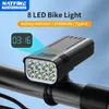 NATFIRE 10000mAh Luz de bicicleta con indicador de batería digital Juego de bicicleta recargable por USB 8 linterna LED 240311