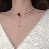 Correntes Rose Zircon Colar Luxuoso Pequeno Número de Alta Classe Design Coreano Ins Vento Pescoço Corrente Osso Temperamento Menina