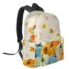 Mochila de ação de graças abóbora girassol grande capacidade multi bolso mochilas mochila para adolescente mulheres portátil mochila