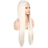 Cos anime perruque couleur moyen long cheveux raides blanc fibre chimique fibre haute température style européen américain usine densité de cheveux 13x4 dentelle avant sans colle perruque