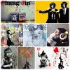 Stitch 5d Diamond Painting Street Art Banksy Graffiti Croce Stitch Cuadros Diamond Diamond Art ricami Regali per la casa