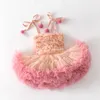 Haute qualité bébé fille vêtements mignon moelleux maille Halter bébé robe douce princesse TUTU gâteau robe anniversaires vêtements pour les filles 240325