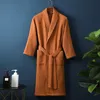 Män kvinnor 100% Cott Terry Bathrobe Suck Water Handduk Sleepwear Spa Hotel LG Bath Robe Kimo Plus Size Dring Gown Lowers O7G3#