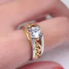 Mit Seitlichen Steinen Hainon 2024 Gold/Silber Farbe Hohle Blume Herz Design Ringe Für Frau Mode Luxus Weibliche Versprechen schmuck Tropfen