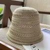 Wide Brim Hats Japanese Simple Knitted Fisherman's Hat Women Spring And Summer Solid Color Casual Versatile Hollow Sunscreen Sunshade Basin