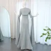 Saudi-Arabien Sage Green Said Sharon Meerjungfrau Abendkleid mit Cape-Ärmeln Perlen Dubai Frauen Hochzeit Party Kleider Ss424