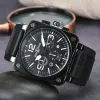 2024 Top nouveau montre pour hommes montre à Quartz cloche en cuir marron bracelet en caoutchouc noir hommes montres-bracelets en verre de haute qualité