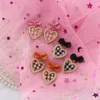 Pendientes colgantes coloridos en forma de corazón exquisita tela para niñas estilo coreano accesorios de joyería para mujeres a cuadros