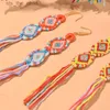 Charm Bohemian Tassel Woven rostfritt stålörhängen Fashionabla handgjorda bomullstråd Långa örhängen lämpliga för kvinnors strandresor smyckenc24326