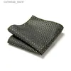 Handkerchiefs Bandanas Durag New 2022 New Design High Quality Silk Hanji Dot Dark Grey Mens Wedding Accessories April Fools Day Handle Pocket Square Y240326