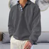남성 캐주얼 LG 슬리브 폴로 셔츠 FI 스 플라이 싱 라펠 잉글랜드 스타일의 스타일 후드 느슨한 비화 엉덩이 디자인 풀오버 스웨트 셔츠 P3UD#