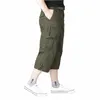 Longueur mollet Cargo Shorts Hommes Été Multi-poche Casual Cott Élastique Capri Pantalon Mâle Militaire Tactique Court Chaud Culotte 5XL f0VQ #