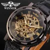 Vincitore moda oro nero numero romano quadrante design di lusso orologio da uomo orologio top brand cool scheletro meccanico orologio da polso maschile297A