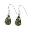 BOCAI S925 Silver smycken Tillbehör Retro snidad vattendroppe typ Eardrop Green Crystal Womens örhängen Utsökt gåva 240311