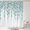 Cortinas de chuveiro à prova d'água, cortina com 12 ganchos, flores frescas, folhas, plantas, banho, pano de poliéster, acessórios de banheiro