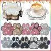 Stitch Chenistory 10st/sets Cat's Paw Diamond Paint Coaster With Holder Diamond Rhinestone for Kids Adults Diy Diamond Coasters