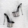 Chaussures de danse Peep Toe 17CM/7 pouces, plateforme plaquée supérieure en Pvc, sandales à talons hauts Sexy, pôle 027