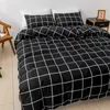 Geruite kingsize beddengoedset Queensize comfortabele dubbele dekbedovertrekset Duurzame beddengoedsets Dekbedovertrek en kussenslopen 240319