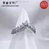 Designer Pandoras Ring Pan Jiaduola S925 Pure Silver Ring Womens Micro Set Crystal Diamond Crown Ring Temperament Temperament Rague Couple de couple
