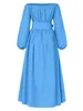 Plus storlek 5xl Vonda Summer Maxi Sundress Women Long Dress Button Casual Solid Elegant Off Shoulder Bohemian Party Vestido Belted 240320