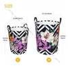 Laundry Bags Basket Storage Bag Foldable Tropical Leaves And Flowers On Geometric Dirty Clothes Sundries Hamper Home Supplies