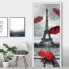 Klistermärken Eiffel Torn Door Sticker 3D Wallpaper Selfadhesive Door Vinyl Poster Anpassad storlek Väggdekor Hem Design Konst Mural för sovrum