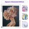 Point Photocustom Cross Stitch Diamond Painting Flower Girl Full Square Round Round Diamond broderie Figure DIY RHINESTONS PICHES HANDI