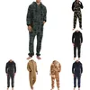 Mannen Fleece Pyjama Lg Mouw Capuchon Zip-up Warme Nachtkleding Loungewear met Zakken Herfst Winter Ondergoed d6vf #