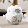 Teaware sätter keramiska tekannor Gaiwan Teacups Kinesiska bärbara resete med väska