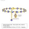 Anklets 2023 New Bohemian Fatima Hamza Evil Hand Blue Eye Charm Bracelet Gold Stainless Steel Chain Adjustable BraceletC24326