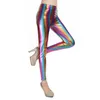 Leggings da donna in pelle lucida color caramello, imitazione metallizzata