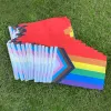 Tillbehör 100st 14*21 cm A Plastic Stick Rainbow Hand Flag Dream SMP Flag Gay Lesbian Homosexual Bisexual LGBT Pride Hand Flag